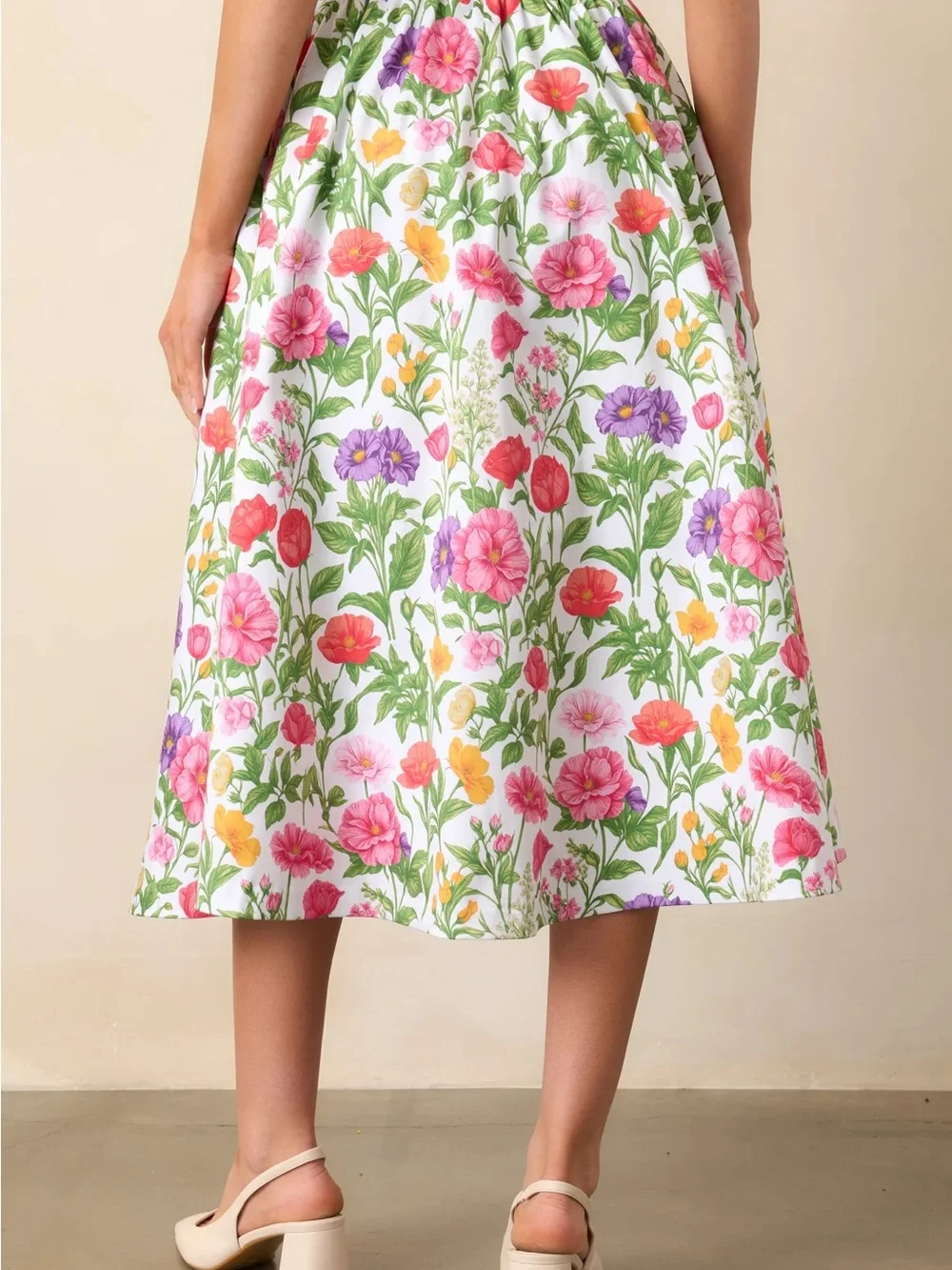 Prosperina | Thena Secret Garden Floral Cotton Belted Midi Skirt $158 Medium